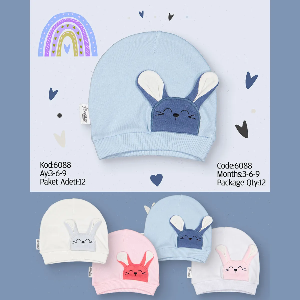 Baby Hat — Rabbit motif — Set pieces: 12 — 6088KB