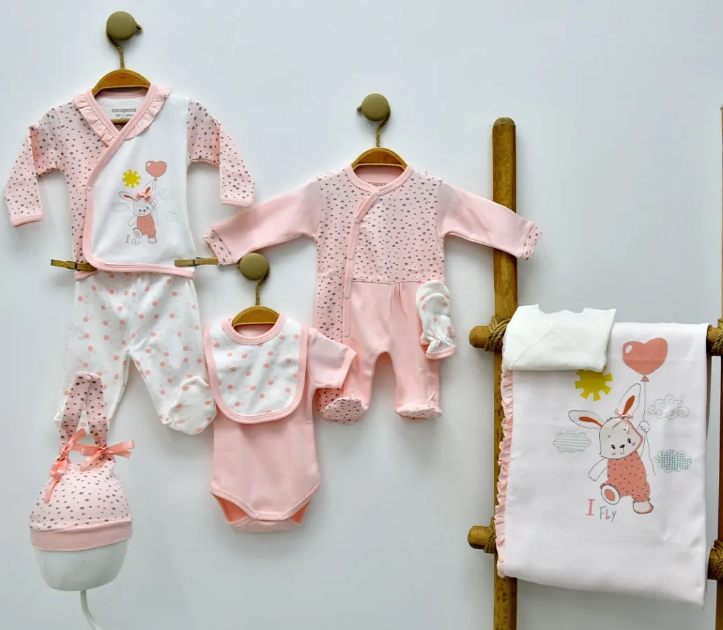 Newborn Going-Home Set — Print, Rabbit motif, Polka dots — Set pieces: 10 — 0-3 months — 1025CC