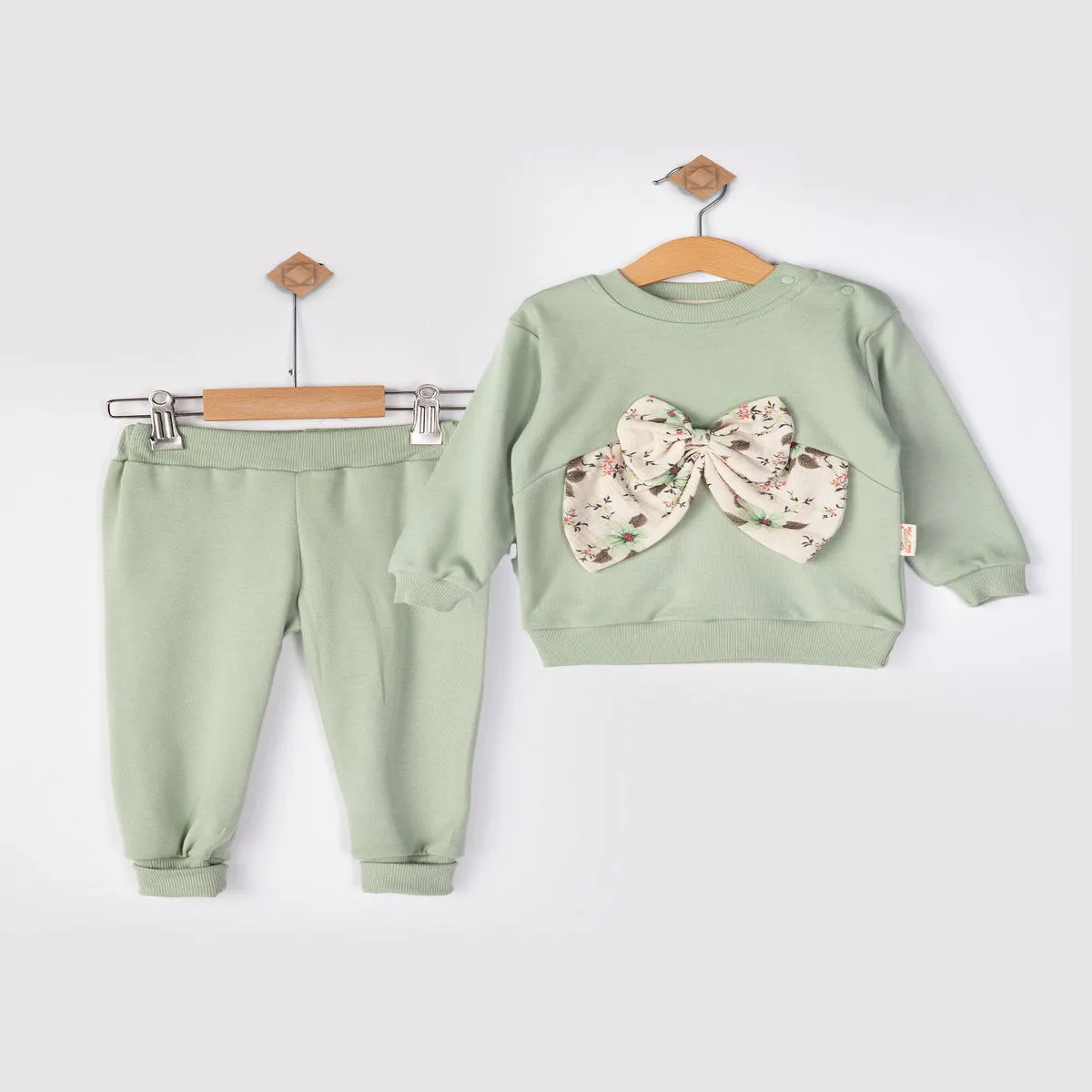 Girls' Outfit Set — Muslin, Bow detail, White — 9-12-18-24 months — 2353BB