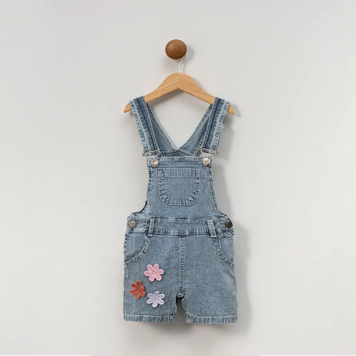 Overalls — Embroidery, Floral motif, Denim — 1-2-3-4 years — 7397OV