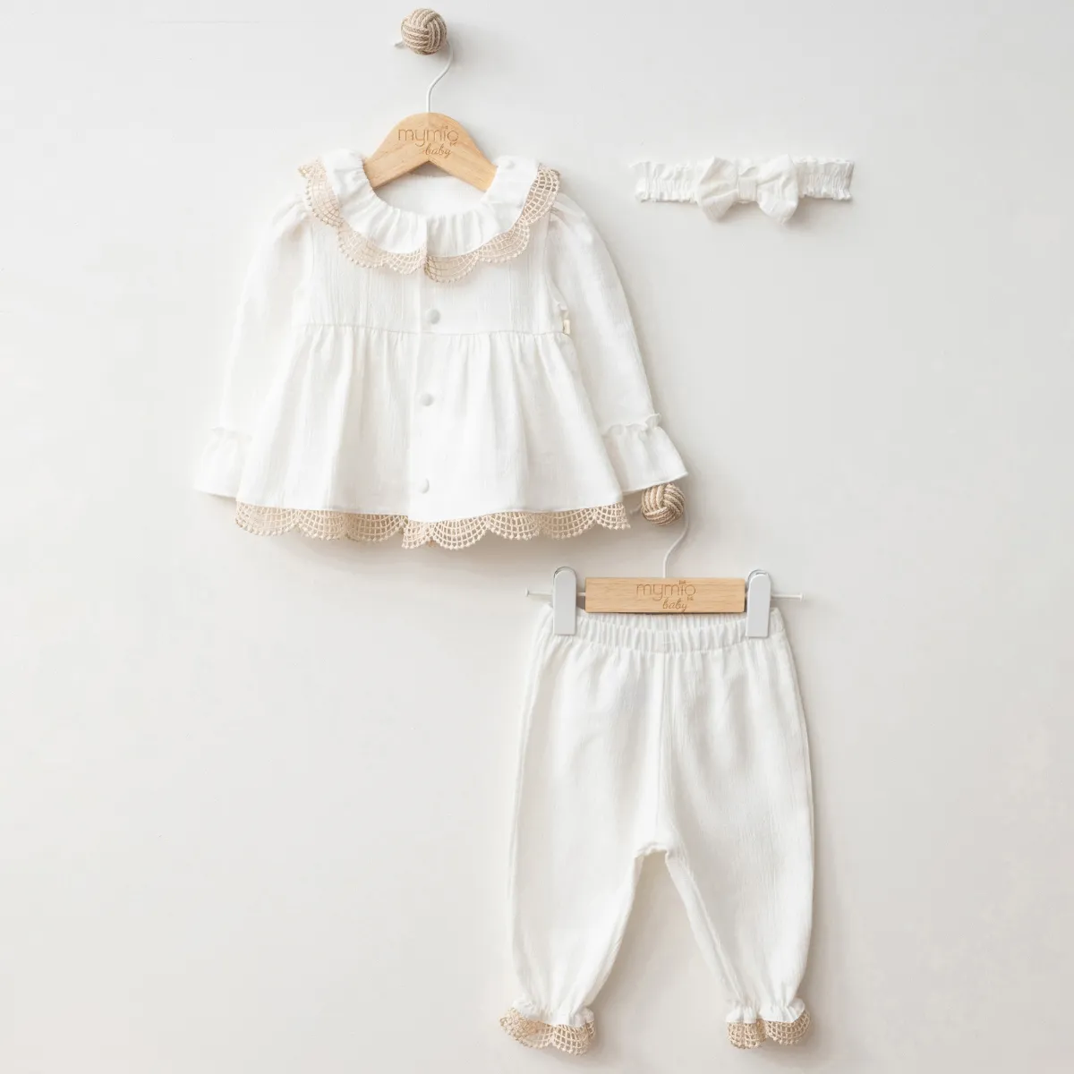 Girls' Outfit Set — Broderie detail, Crinkle texture — 3-6-9-12 months — 4275MY