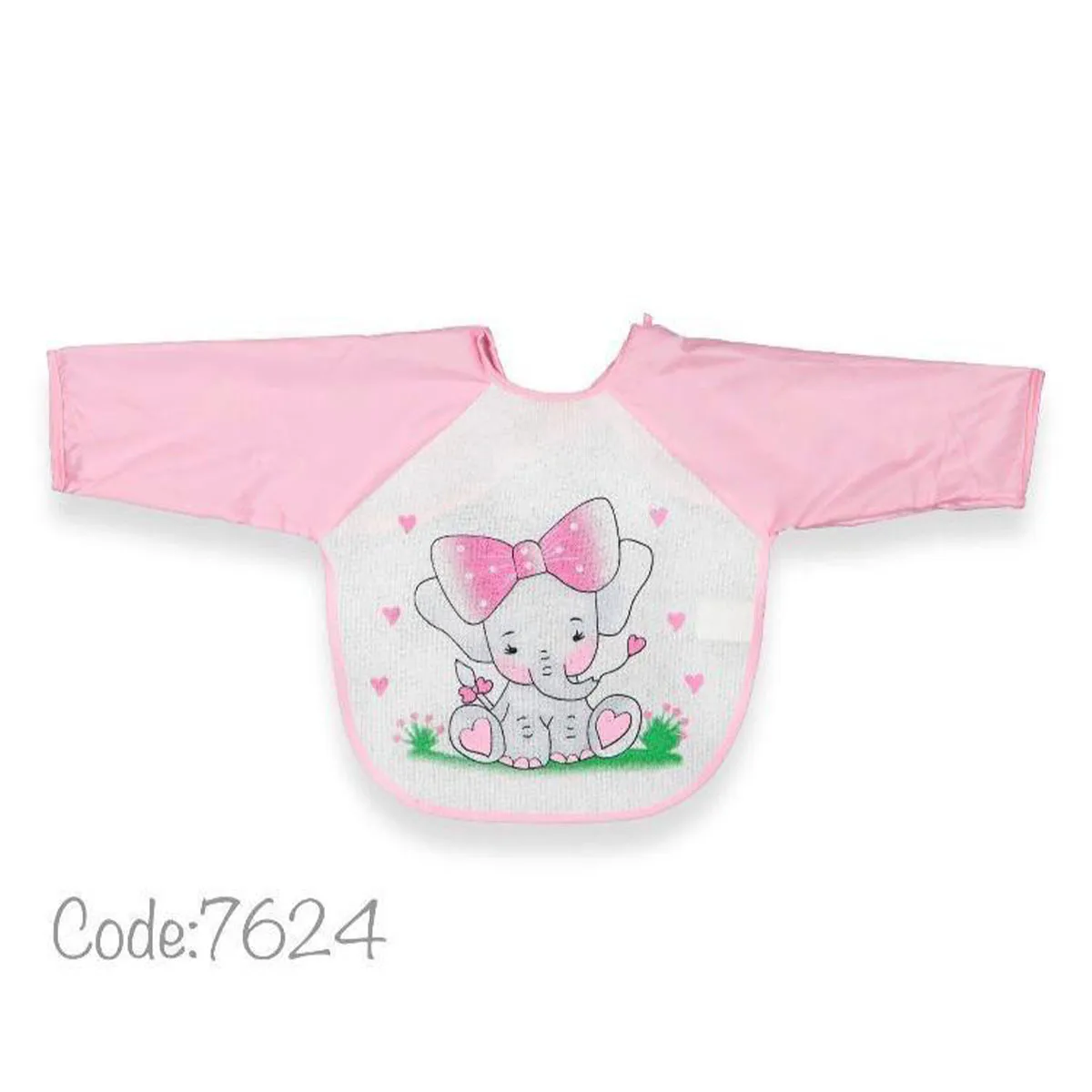 Baby Bib — Bow detail, Elephant motif — 7624BD