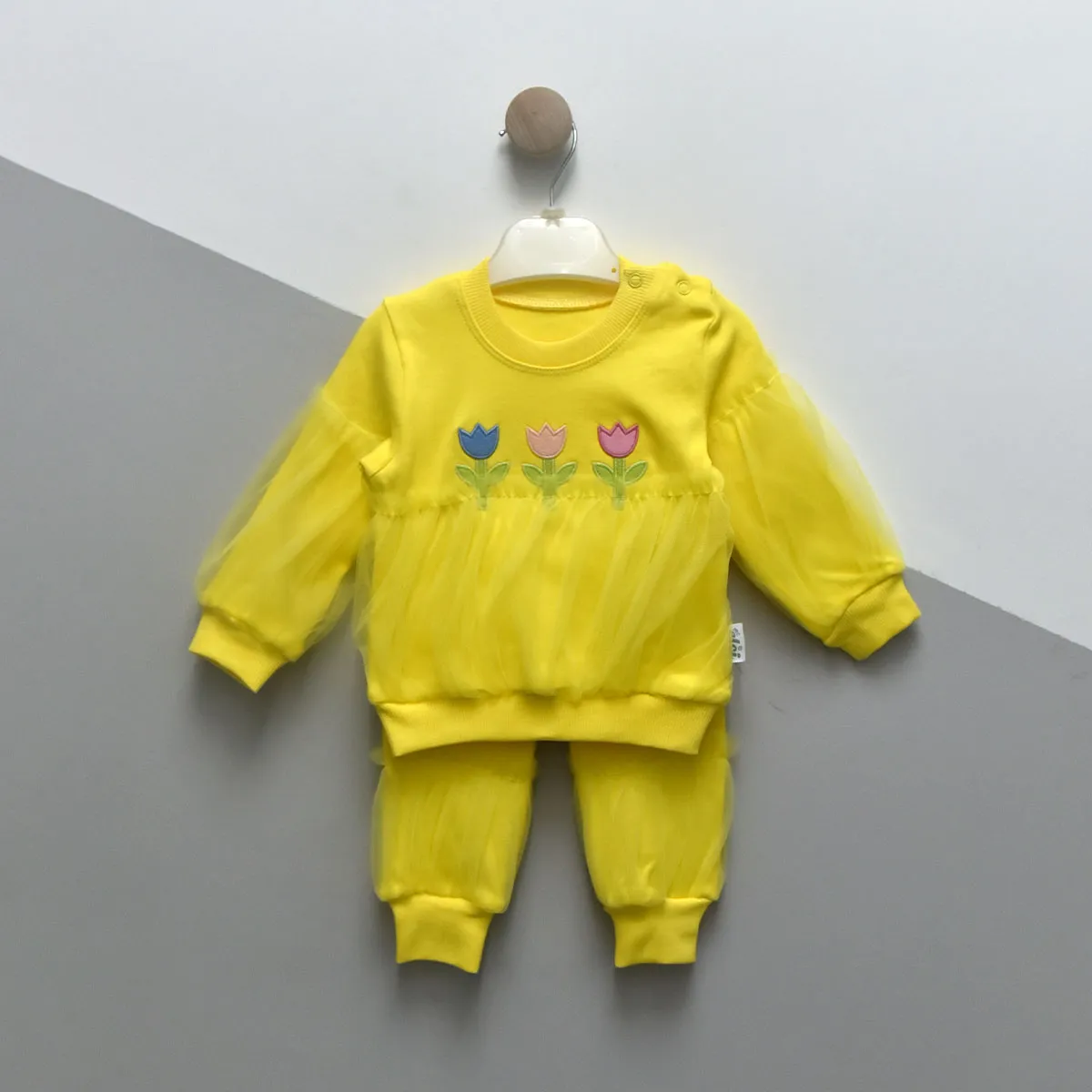 Girls' Outfit Set — Embroidery, Floral motif, Tulle detail — Set pieces: 2 — 3-6-9 months — 6866LG