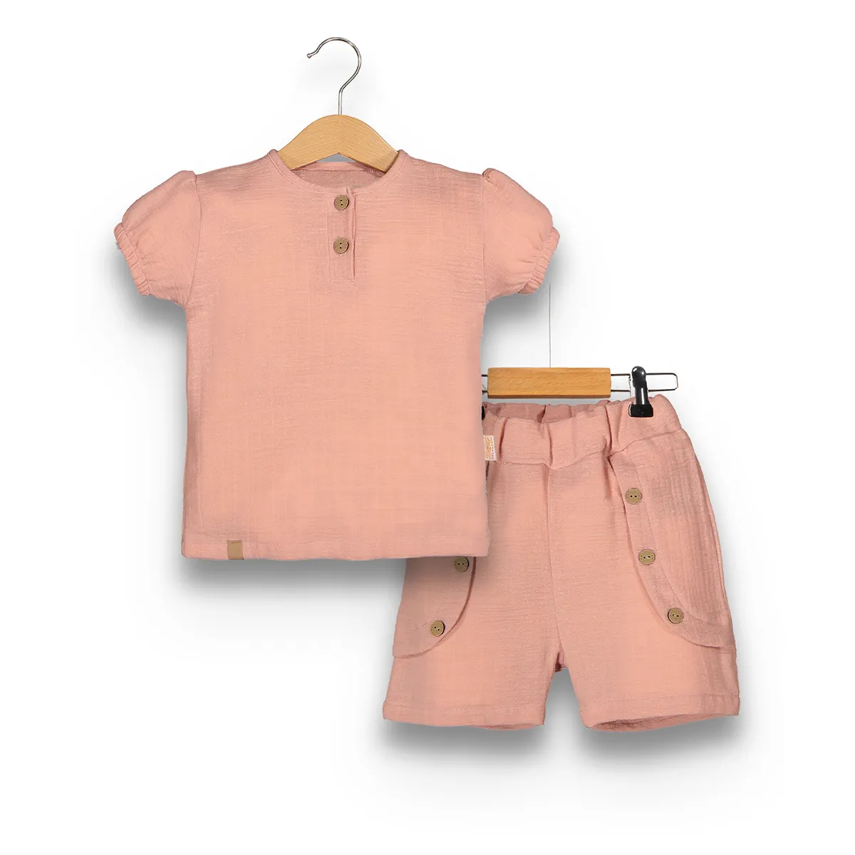 Girls' Outfit Set — Muslin, Button fastening, White — 9-12-18-24 months — 2201BB