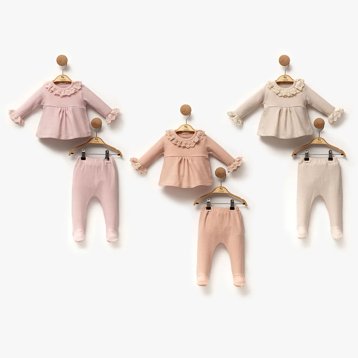 Girls' Outfit Set — Broderie detail, Collar — Set pieces: 2 — 1/3-3/6 months — 474783CS