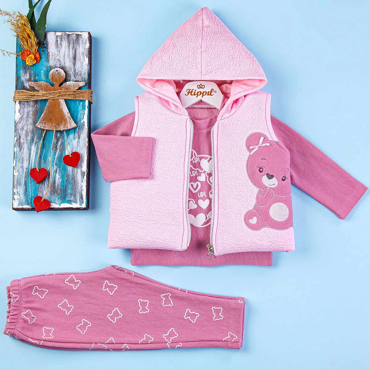Baby Outfit Set — Print, Bear motif, Sleeveless — 5061HP