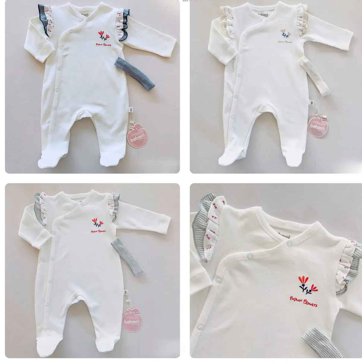 Baby Jumpsuit — Floral motif — 0-3-6-9 months — 4101BE
