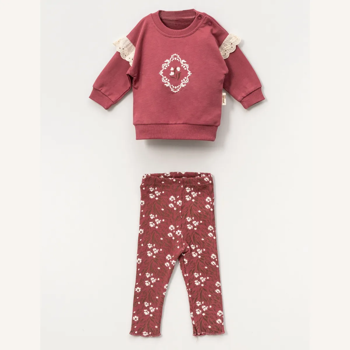 Girls' Outfit Set — Floral motif — 9-12-18-24 months — 2807VO