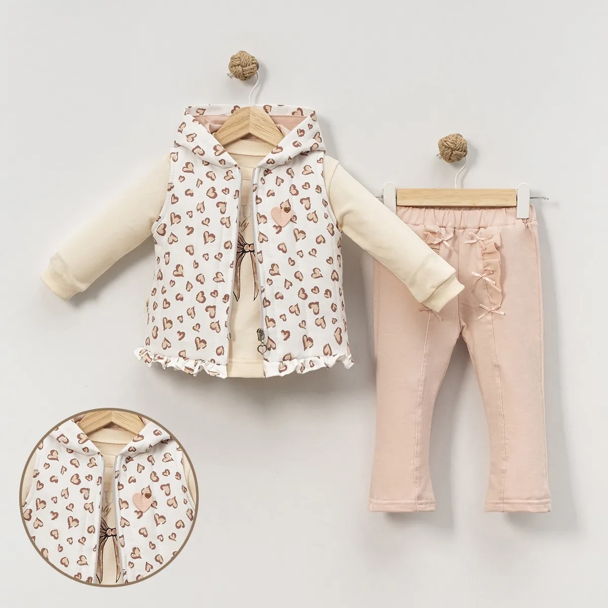 Girls' Outfit Set — Heart motif — Set pieces: 3 — 9-12-18 months — 2530CA