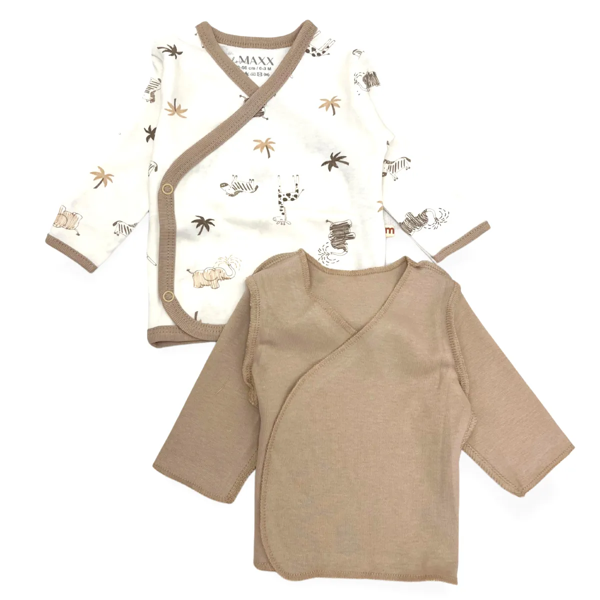 Baby Undershirts — Elephant motif, Giraffe motif — 0-3 months — 49016LV