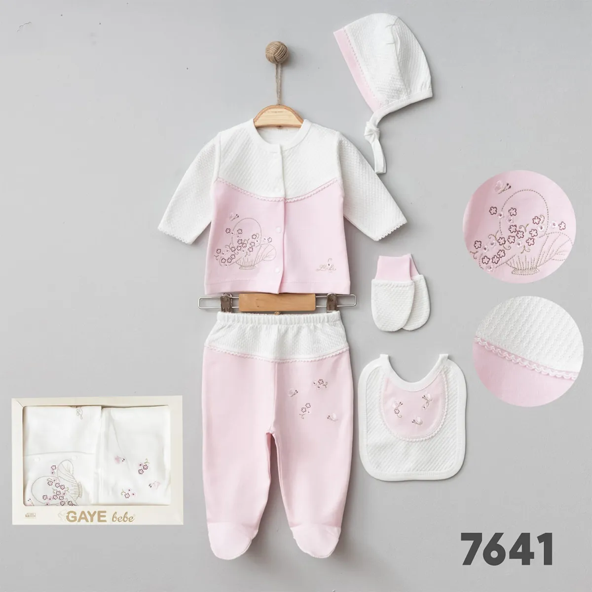 Newborn Going-Home Set — Embroidery — Set pieces: 5 — 0-3 months — 7641GB