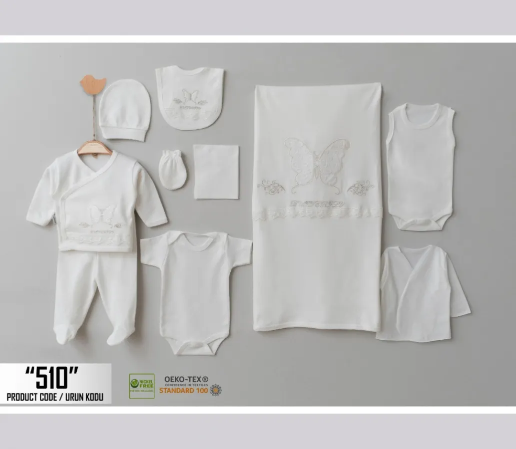 Newborn Going-Home Set — Butterfly motif — Set pieces: 10 — 0-3 months — 510ZP