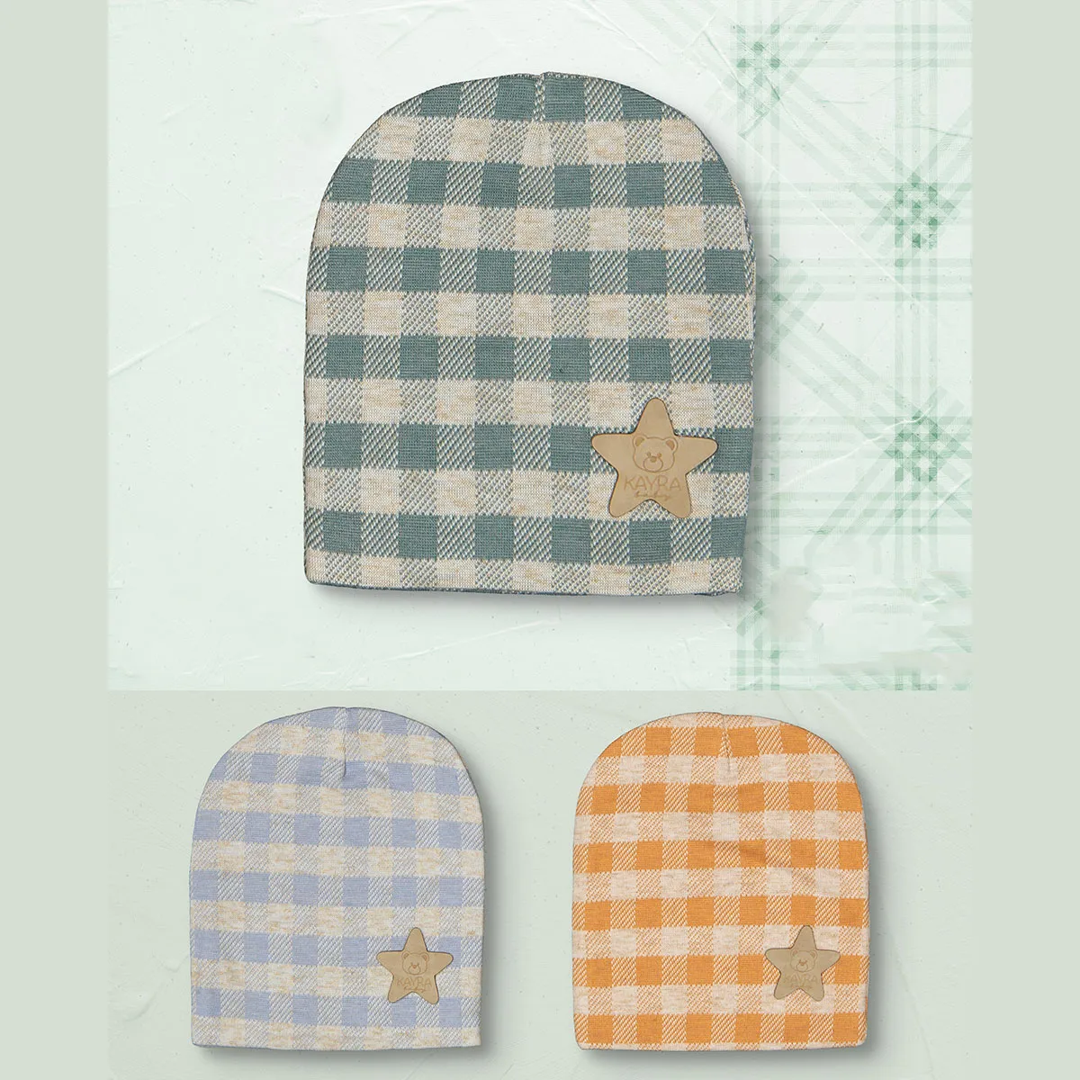Baby Hat — Check pattern, Jersey — Set pieces: 12 — 3-6-9 months — 6071KB