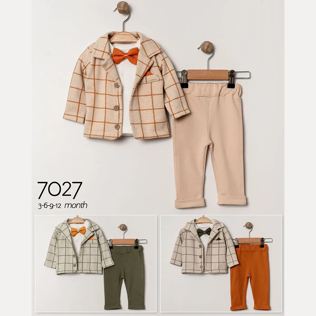 Boys' Outfit Set — Bow detail — 3-6-9-12 months — 7027LG