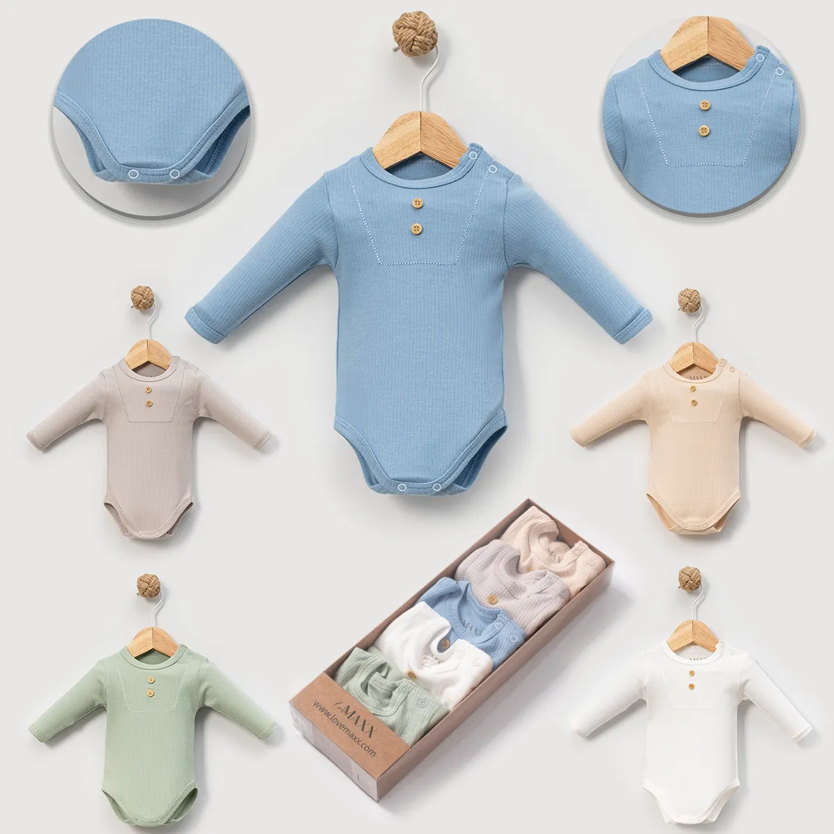 Baby Bodysuit — Long sleeves — Set pieces: 5 — 0/3-3/6 months — 7014LV