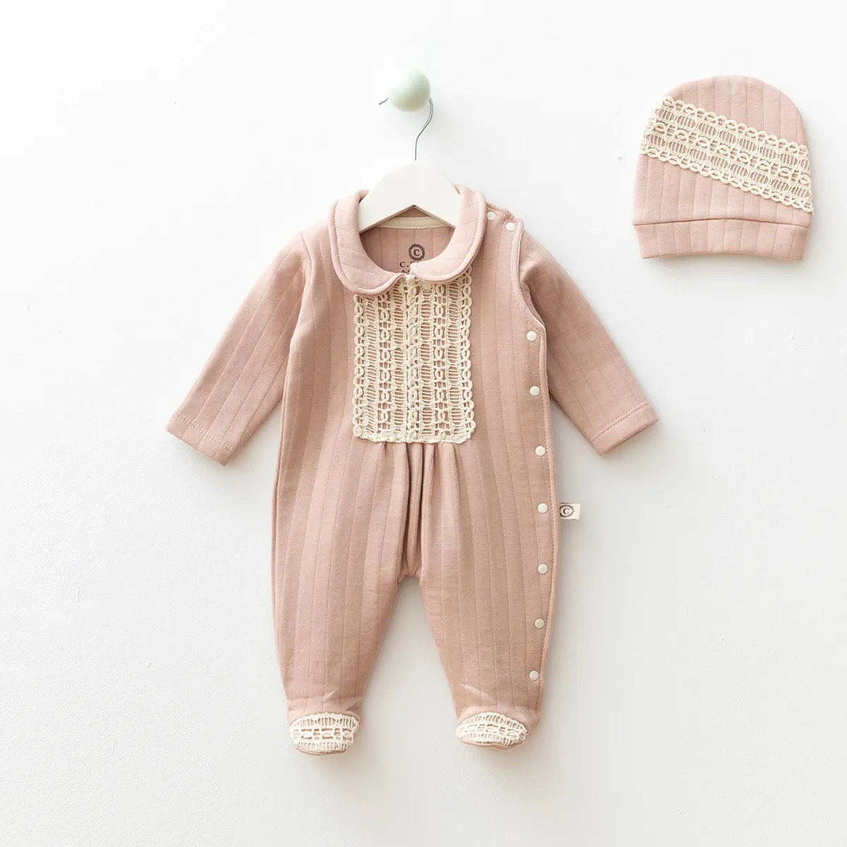 Baby Jumpsuit — Lace detail, Quilting — 3-6-9 months — 10116CF