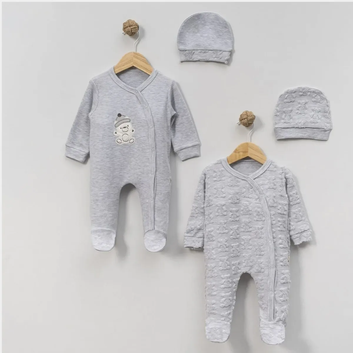 Baby Jumpsuit — Jacquard, Bear motif — Set pieces: 2 — 0-3 months — 30004BK