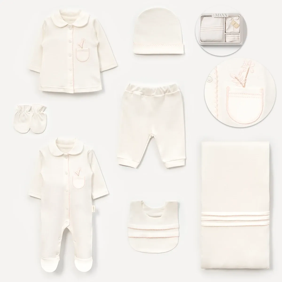 Newborn Going-Home Set — Embroidery, Boxed packaging — Pack quantity: 6 — 0-3 months — 583125LV