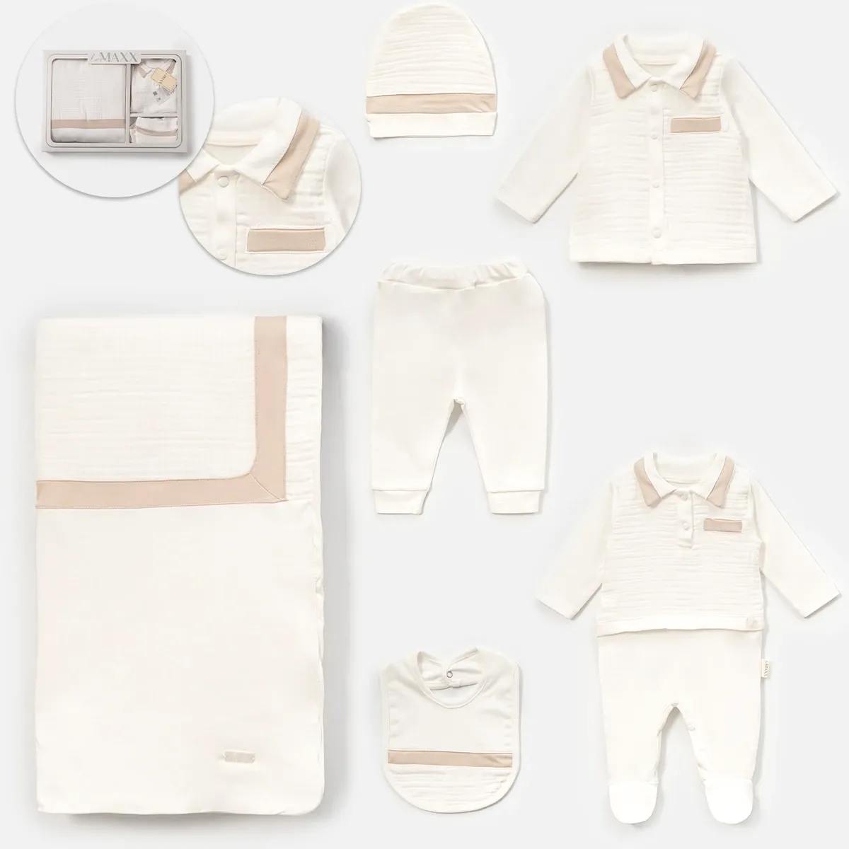 Newborn Going-Home Set — Muslin, Boxed packaging — Set pieces: 5 — 0-3 months — 583097LV