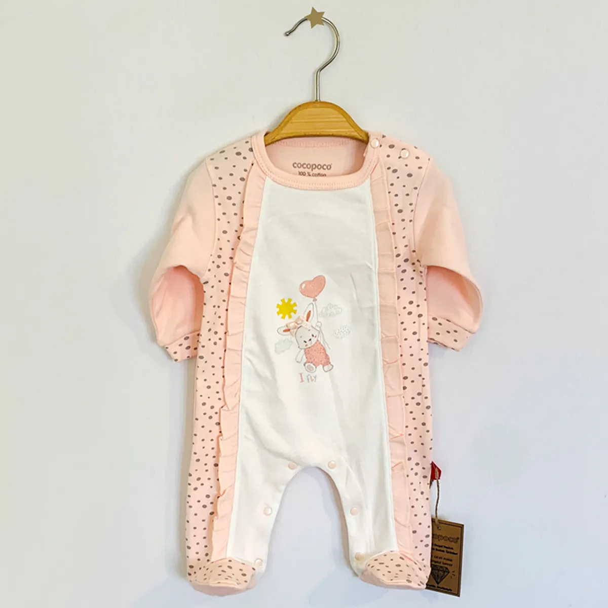 Baby Jumpsuit — Print, Covered feet, Rabbit motif — 1027CC