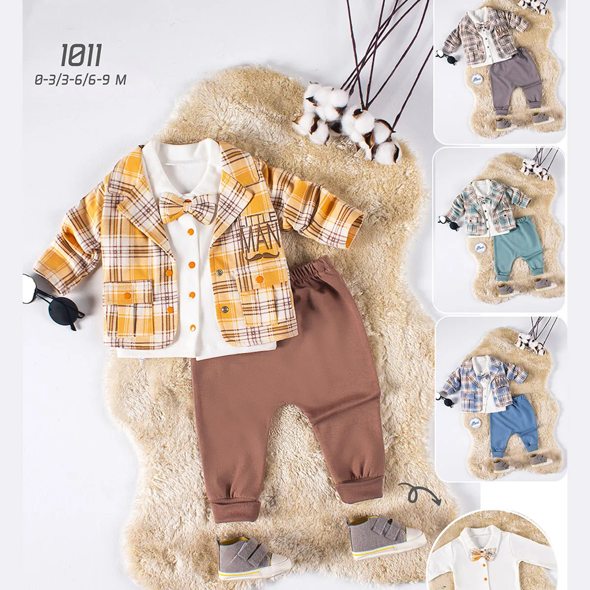 Boys' Outfit Set — Embroidery — Set pieces: 3 — 3-6-9 months — 1011PL