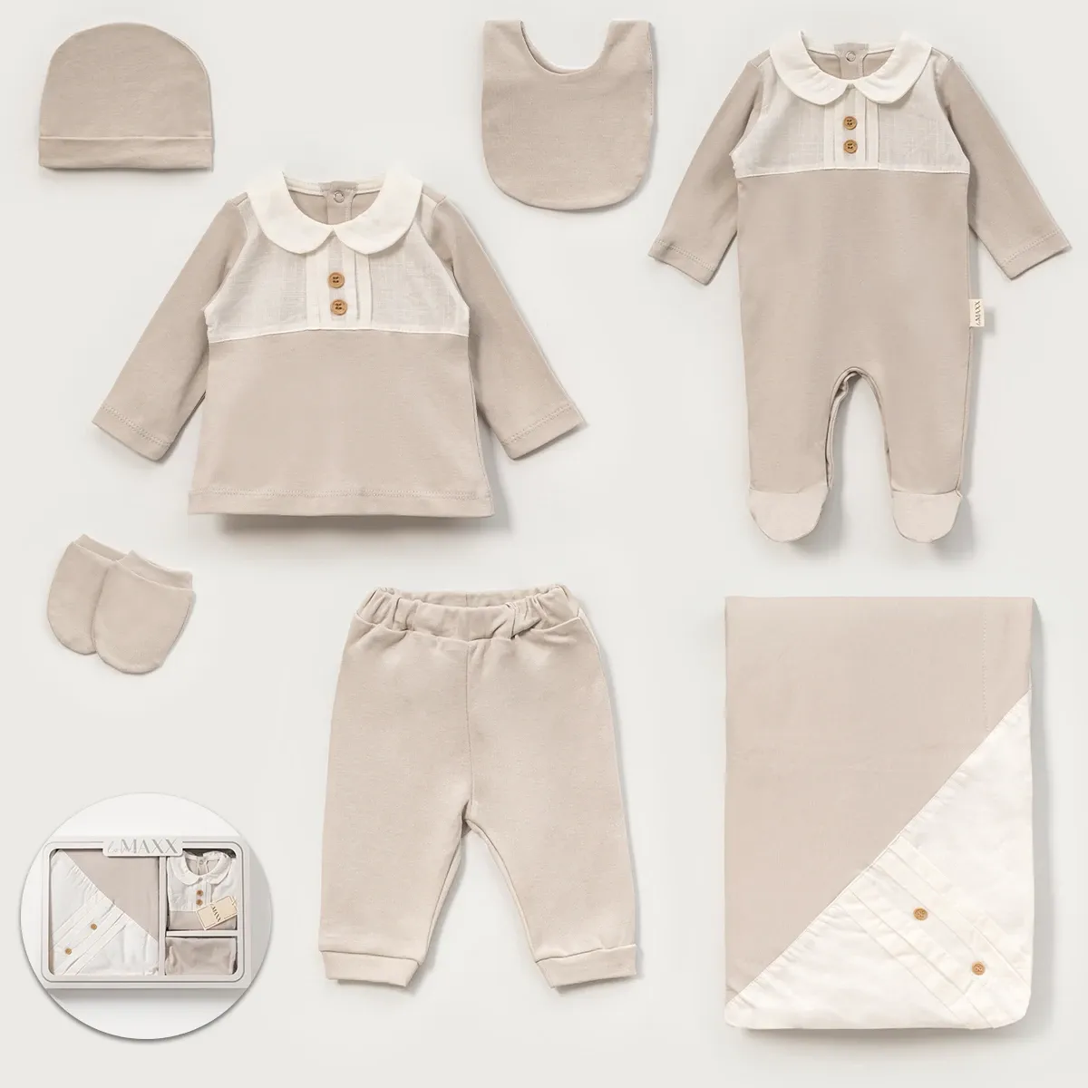 Newborn Going-Home Set — Button fastening, Boxed packaging — Set pieces: 6 — 0-3 months — 583122LV