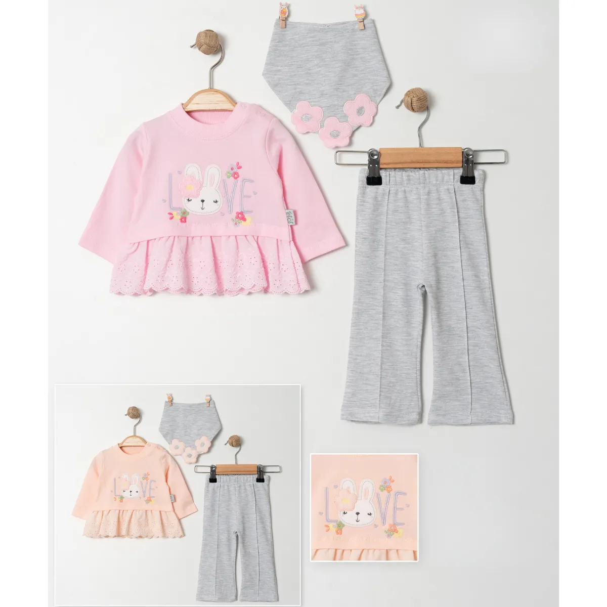 Girls' Outfit Set — Rabbit motif — Set pieces: 2 — 3-6-9-12 months — 7057LG