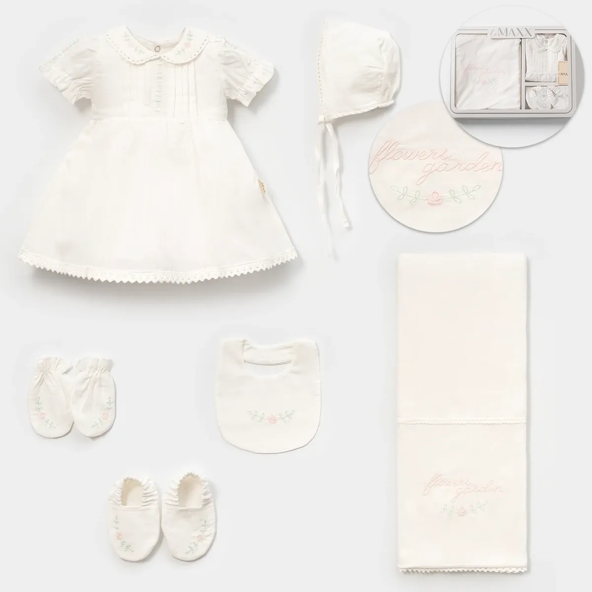 Newborn Going-Home Set — Floral motif, Boxed packaging — Set pieces: 6 — 0-3 months — 583138LV