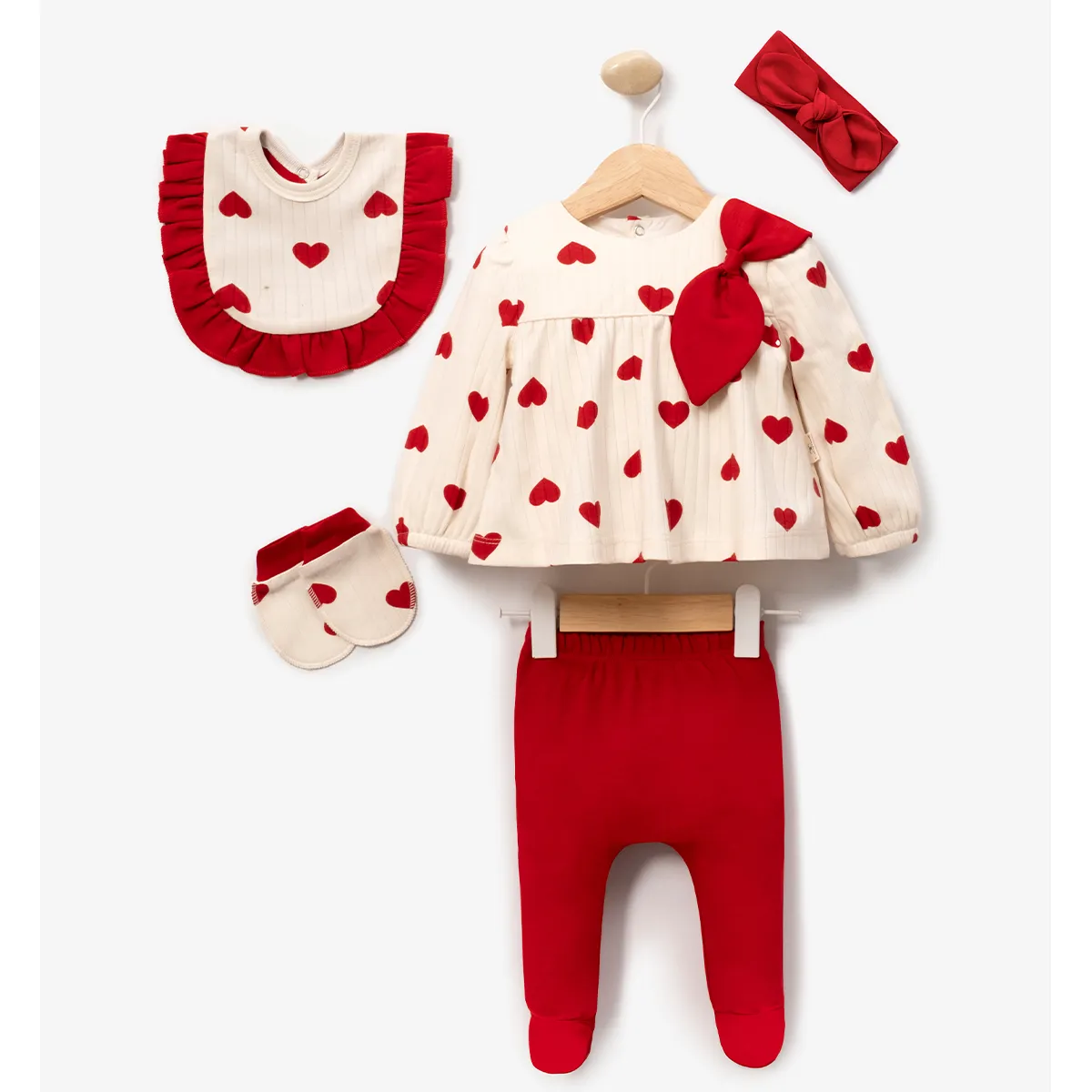 Newborn Going-Home Set — Heart motif — Set pieces: 5 — 0-3 months — 2085MC