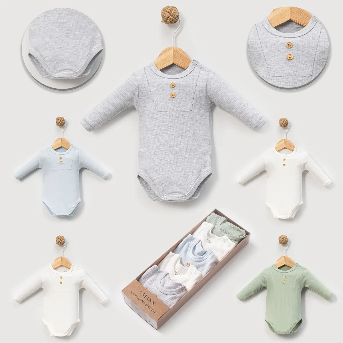 Baby Bodysuit — Long sleeves — Set pieces: 5 — 0/3-3/6 months — 7013LV