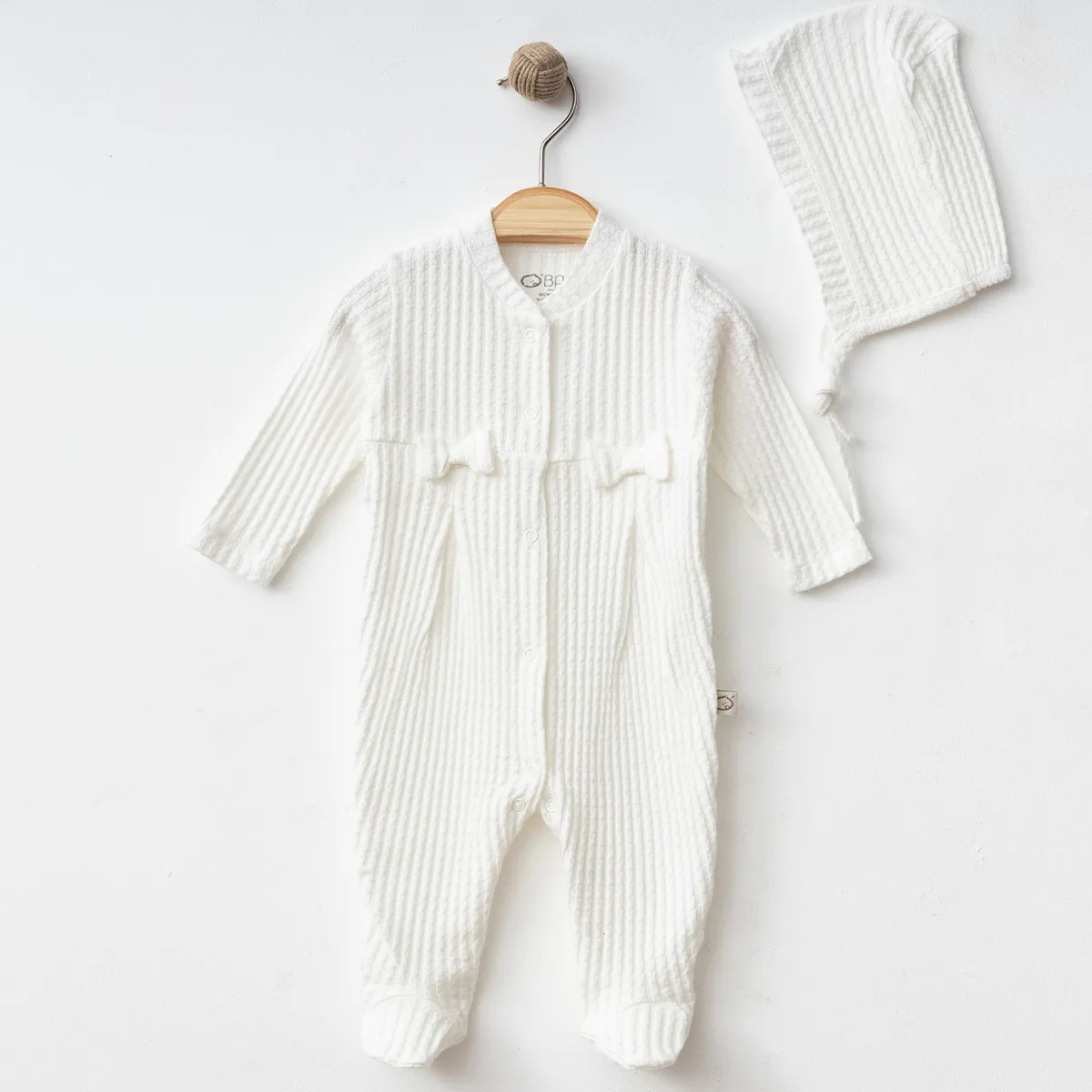 Baby Jumpsuit — Bow detail, Jacquard — 0/3-0/3-3/6 months — 3800OB