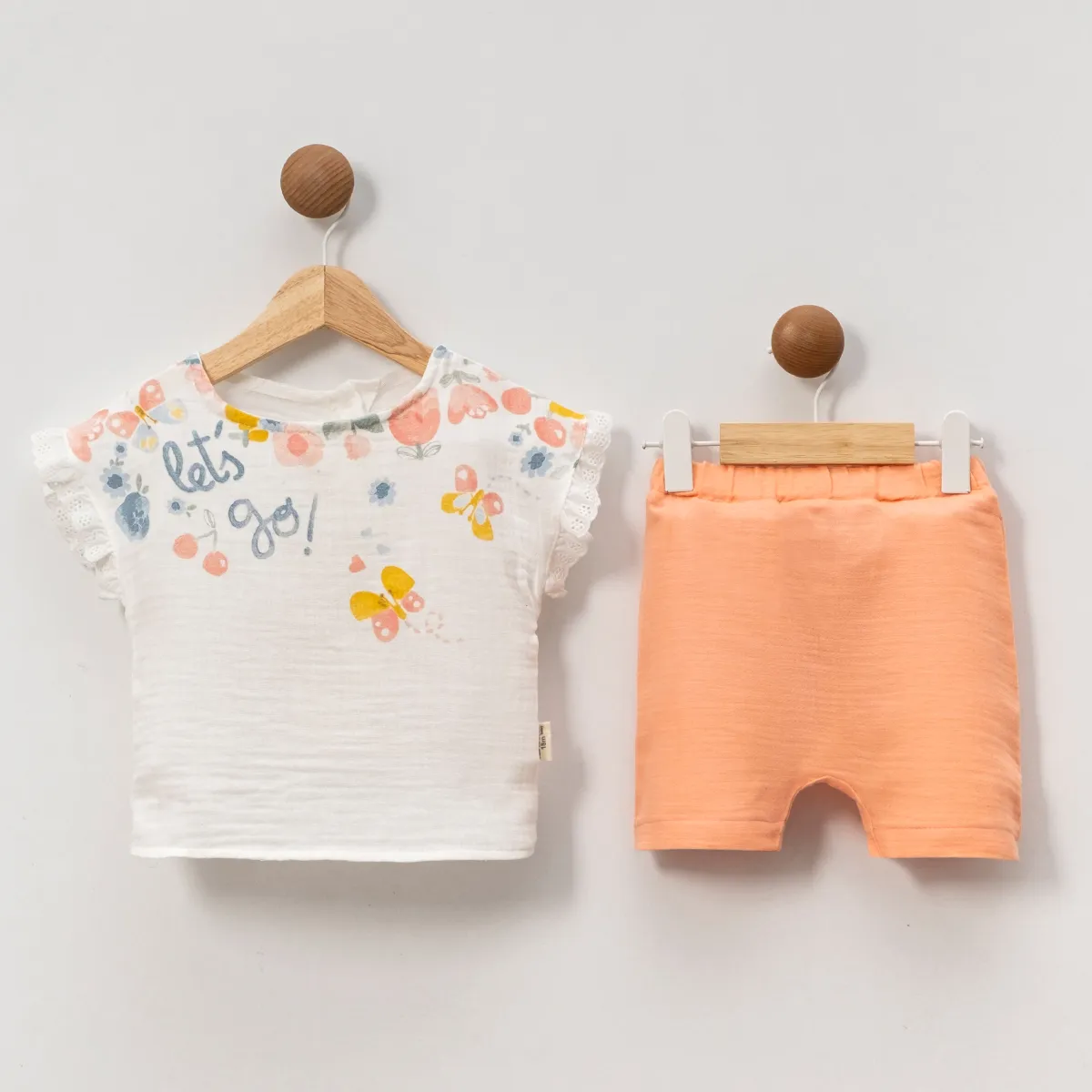 Girls' Outfit Set — Muslin, Butterfly motif — 9-12-18 months — 2511CA